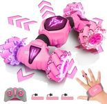 Tecnock Remote Control Car RC Cars for Girls, 2.4GHz 4WD Gesture Sensing RC Stunt Car Toys - 360° Rotating Double Sided Hand Controlled RC Car with Lights, Gifts for Kids, Pink