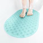 HITSLAM Oval Bath Mat Non Slip, 68x38 CM Bubble Shower Mat for Bathroom, Machine Washable Bathtub Mat Non-Slip with Suction Cups and Drain Holes, Bathroom Accessories, Green