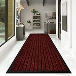 Hafaa Outdoor Rug 80x300cm, Door mat Heavy Duty Non Slip Rubber Back, Long Carpet Runner Dirt Trapper, Water Absorbent Runner Mat, Washable Runner Rugs, Carpet for Hallway Kitchen Living Room,Burgundy