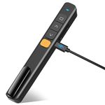 Presentation Clicker Wireless Slide Remote for Powerpoint Presentations, Rechargeable Presenter Sideshow Advancer with Volume Control/Hyperlink for MAC/Computer/Laptop Slideshow- Slim Pen Clip