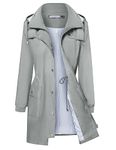 Bloggerlove Rain Jacket Women Lightweight Raincoat Waterproof Windbreaker Striped Climbing Outdoor Hooded Trench Coats S-XXL, Grey, Small