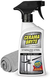 Cerama Bryte High Strength Protective Stainless Steel Appliance Cleaner & Polish Spray with Mineral Oil - 16 oz, Includes Large Microfiber Cloth