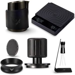 KNODOS Black Edition Espresso Kit 58.5mm – Premium All-Black Barista Set with Blackwood Tamper, Milk Pitcher, Magnetic Dosing Funnel, WDT Tool & Digital Coffee Scale for IMS Baskets