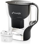 Frizzlife Water Filter Pitcher, Large 10 Cup Purifier with Filter Life Remind, Long Lasting, Adjustable Filtration Speed, Reduces Chlorine, Heavy Metals, Fluoride, Bad Taste & Odor, Dark