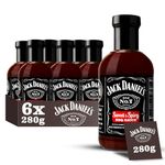 Jack Daniel's Sweet & Spicy BBQ Sauce, Gluten Free, Delicious Marinade, Barbecue Dipping No Preservatives, 6 x 280g Sauce Bottle (Small Version)