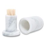 JIMEI Marble Toothpick Holder with Lid, Toothpick Dispenser Jar Box, marble salt and pepper shakers, Toothpicks Container Case Cute Toothpick Organizer for Home, Kitchen, Restaurant