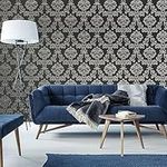 Super fresco Aurora Shimmer Damask Black/Grey Wallpaper