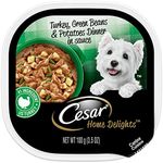 CESAR HOME DELIGHTS Adult Wet Dog Food Turkey, Green Beans & Potatoes Dinner in Sauce, 3.5 oz. Easy Peel Trays, Pack of 24