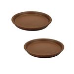 Lasaki Round Ceramic Trays (Plates Saucers) for Pots, planters, Flower, Succulent(Set of 2,Truffle,3.5 inch) R3.5(Plants not Included)