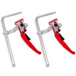 Lever Clamp Ratcheting Table Clamp, 2 Pack Quick Release Bar Clamp with 210 mm Capacity and 90 mm Throat Depth for Grinding, Cutting