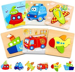 Toddler Toys Wooden Puzzles for Toddlers 1 2 3 Year Old Boys Girls Montessori Toys 6 Packs Vehicle Shape Jigsaw Puzzles Sensory Toys for Toddlers 1-3 Baby Infant Educational Learning STEM Toys Gifts