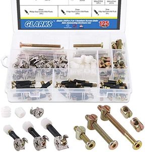 Glarks 125Pcs 3-in-1 Furniture Connecting Hardware Set, Hex Socket Cap Furniture Barrel Screws Bolt Nuts & Cam Fitting & Pre-Inserted Nut & Eccentric Wheel for Crib, Wardrobe Splicing, Cabinet Drawer
