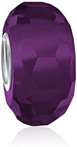 Bling Jewelry Perle D'Espacement En Verre De Murano Violet Translucide Facettes .925 Argent Sterling Pour Bracelet Européen Pour Femmes Ados
