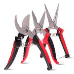 VASLON 3 Pack Garden Pruning Shears,Stainless Steel Garden Shears,Garden Scissors,Garden Clippers,Pruning Snips,Branch Cutters Tree Trimmer with Safety Lock and Shock-Absorbent Spring