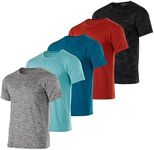 Real Essentials - Pack of 5 Men’s Active Quick Dry Fit Crew Neck T-Shirts Athletic Gym Workout Short Sleeve Tee Tops Camisas para Hombres Summer - Small - Set 17