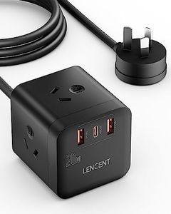 LENCENT Power Strip with USB, PD 20W Fast Charging Cube, Power Outlet Extender with 3 AC Outlets, 2 USB A and 1 Type-C Ports, Surge Protector Power Board for Home, Office, 1.65M Cable(Black)