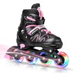 ERNAN Inline Skates for Kids Girls Boys Beginners. 4 Size Adjustable Size with Light up Wheels.Outdoor Roller Skates for Kids Beginner Ages 4-12, Men and Women (Pink, M)