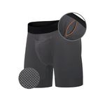 All Citizens Elite Ball Pouch Underwear for Men w/Fly, Boxer Briefs with Patented Ball Pouch, Performance Fabric, No Ride Up Legs, Grey, Large