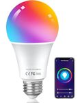 HUTAKUZE Smart Bulb WiFi Light Bulbs E27 Screw, 9W 806LM, App or Voice Control, 9W Dimmable White and RGBCW Colour Changing Light Bulb, Works with Alexa, Google Home, No Hub Required