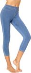 No Nonsense Women's Classic Denim Capri Legging with Pockets, Light Denim, Medium