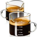 PARACITY Espresso Cup with Handle set of 2, Double Spout Glass Measuring Cup with Dual Scale, Espresso Shot Glass with V-Shaped Mouth, Clear Glass Milk Frothing Pitcher, Espresso Accessories