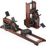 YOSUDA Foldable Wood Rowing Machine for Home Gym, Water Resistance Rower with Tablet Holder, App-Connected, Max 182 kg Weight Capacity, Comfortable Seat, 98% Pre-Assembled