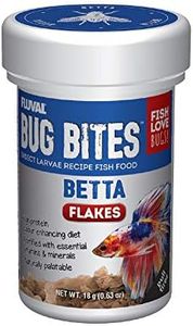 Fluval Bug Bites Color Enhancing Fish Food for Betta Fish, Flakes for Small to Medium Sized Fish, 0.63 oz., A7366, Brown