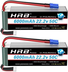 HRB 2pcs 6S 6000mAh Lipo Battery EC5 50C-100C 22.2V RC Lipo Battery Compatible with RC Helicopter Airplane Car Boat Truck