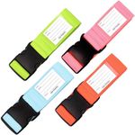 OW-Travel Personalised Luggage Straps for Suitcases (4 Pack Blue Green Orange Pink) Easy to Spot Sturdy Suitcase Straps with Luggage labels. Luggage Strap Travel Belt for Suitcase Baggage.Bag Strap