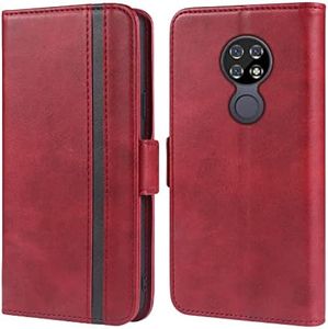 FDCWTSH Compatible with Cricket Ovation Wallet Case Wrist Strap Lanyard and Leather Flip Card Holder Stand Cell Accessories Mobile Folio Purse Credit Phone Cover for At&t Ovation Women Men Red