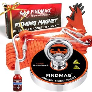FINDMAG 1500 LBS Fishing Magnets, Fishing Magnet Kit Premium Magnet Fishing Kit for Retrieving in River and Magnet Fishing - 4.72 inch (120 mm) Diameter