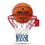 Belco League Basketball Size 5 with 35 cm Ring, Net Included, Orange, Nylon Wound Butyl Bladder