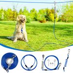 Duckygoo Upgraded Dog Runner for Yard, Dog Trolley System with Elastic Cable for Large Dog, 100ft Dog Tie Out Cable with 10ft Dog Leads, Dog Runner Zipline for Yard, Outdoor Dog Run for Camping Gear