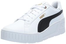 PUMA Women's Karmen Wedge Sneaker, Puma White-puma Black-Gold, 7