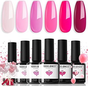 Modelones Pink Gel Nail Polish Set 6 Colors, Hot Pink Tones Neon Pink Shades Magenta Sakura Light Soft to Dark Nail Art Design for Women Girls Salon DIY Home Manicure Kit Mothers Day Nails Gift Visit the modelones Store