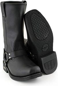 Xelement 1442 Men's Classic Harness Black Leather Motorcycle Biker Boots (in Wide and Regular Width) Wide-Width - 12.0W