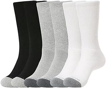 WANDER Men's Crew Socks for Boots 6-Packs Cotton Full Cushion Socks Men Black 12-15