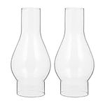 Kisangel 2Pcs Oil Lamp Chimney Replacement Clear Glass Kerosene Lampshades Kerosene Lamp Chimney Glass for Vintage Oil Lamps