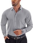 COOFANDY Mens Slim Fit Dress Shirt Long Sleeve Non Iron Shirt for Men Button Down Shirts, Light Grey, XX-Large