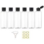 Apstaqeoo 6PCS 100ML Plastic Travel Bottles with Flip Cap Empty Squeeze Bottles Transparent Refillable Travel Container with 1 Funnel & 6 Label TSA Approved for Liquid Lotion Toiletries Cosmetic