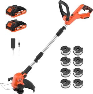 MAXLANDER Weed Wacker Cordless, 20V 12 Inch Cordless String Trimmer Edger, Weed Wacker Battery Operated with 8 PCS Replacement Spools, Lightweight Weed Trimmer, 2x2.0Ah Battery & Charger Included