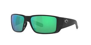 Costa Del Mar Men's Blackfin Pro Sunglasses, Matte Black/Green, Mirrored, Polarised, 580G, 60 mm