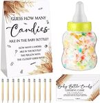 62 Pcs Baby Shower Games Guess How Many Candies Are in the Jar Game Sign 50 Small Guessing Games 10 HB Pencils and 1000 ml Milk Bottle for Baby Shower Gender Reveal Party Favors (Bright Colors,Boho)