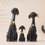 eCraftIndia Black Golden Set of 3 Cute Dog Statues Animal Figurines Decorative Showpieces for Home Decor in Living Room, Office, Pet Lovers' Spaces - Gift for Dog Enthusiasts on Birthday, Housewarming