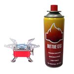 Portable Gas Stove Camping Cooking Set, Small Gas Stove For Travelling Light Weight Gas Burner (1 Gas stove + 1 Gas Canister)