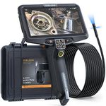 Triple Lens Inspection Camera, Teslong Borescope Camera with 6" IPS Split Screen, Endoscope Camera with Light, IP67 Waterproof Flexible Cable Scope Camera for Automotive/Home/Wall/Pipe/Car (16.5FT/5M)