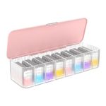 MoKo Cosmetic Contact Lens Storage Organizer Cases with Compartment, Durable Simple Daily Disposable Contact Lenses Case Container Box for All Brands, Clear + Pink