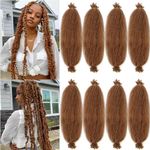 Xtrend 12 Inch Short Soft Springy Afro Twist Hair 8 Packs Pre-Separated Spring Twsit Hair For Soft Locs Brown Marley Twist Crochet Braiding Synthetic Hair Extension (8 Strands/Pack,27#)