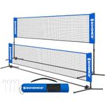SONGMICS 13 ft Badminton Net, Height Adjustable Volleyball Net, Pickleball Net with Poles, Foldable Nylon Net for Tennis Indoor Outdoor Court, Blue Black USYQ400