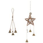 AHANDMAKER 2Pcs Witch Bells for Door Knob, 2 Style Witch Wind Chimes Wreath Hanging Bell Witch Bells DIY Kit, Magic Wind Chimes for Protection, Star Shape Wicca Supplies Witchcraft Decor for Home